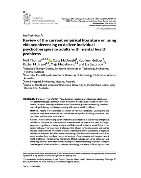 review-of-the-current-empirical-literature-on-using-videoconferencing-to-deliver-individual-psychotherapies-to-adults-with-mental-health-problems