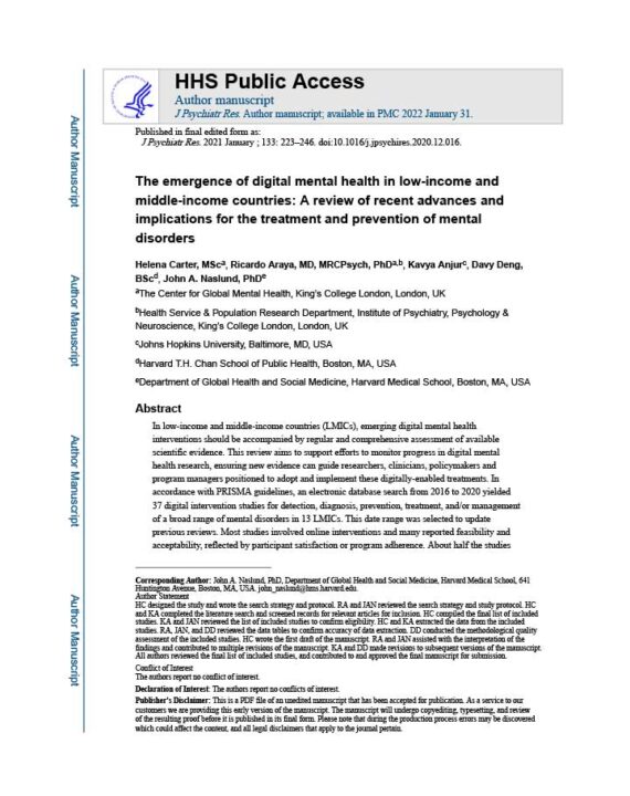 the-emergence-of-digital-mental-health-in-low-income-and-middle-income-countries-a-review-of-recent-advances-and-implications-for-the-treatment-and-prevention-of-mental-disorders